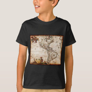 T-shirt Carte de l'Antique Amérique du Nord et du Sud
