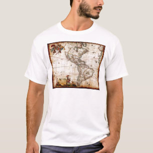 T-shirt Carte de l'Antique Amérique du Nord et du Sud