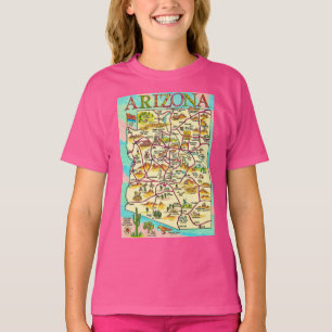 T-shirt Carte de l'Arizona illustrée colorée