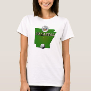 T-shirt Carte de l'Arkansas, sceau et quartier des Faux