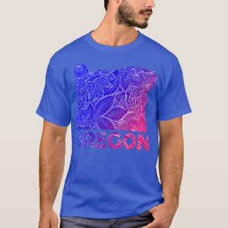T-shirt Carte de l'art de mandala coloré de l'Oregon avec 