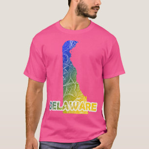 T-shirt Carte de l'art de mandala coloré du Delaware avec