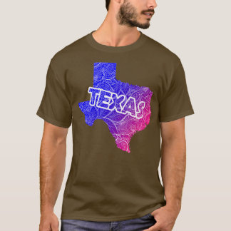 T-shirt Carte de l'art de mandala coloré du Texas avec tex