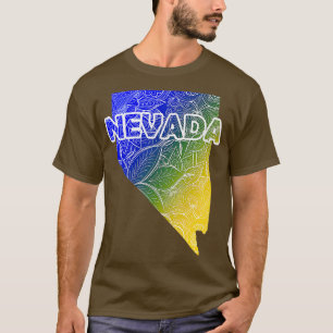 T-shirt Carte de l'art de mandala coloré Nevada avec texte