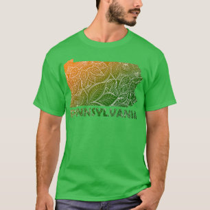 T-shirt Carte de l'art de mandala coloré Pennsylvanie avec