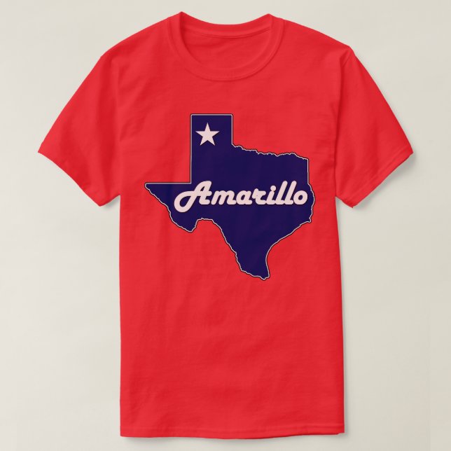 T-shirt Carte de l'état bleu de la marine du Texas Amarill (Design devant)