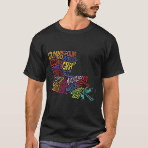 T-shirt carte de l'État de Louisiane Mardi Gras Cr