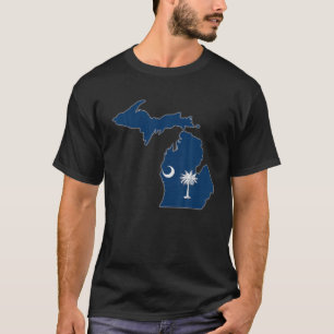 T-shirt CARTE DE L'ÉTAT DE MICHIGAN CAROLINA DU SUD SC Dra