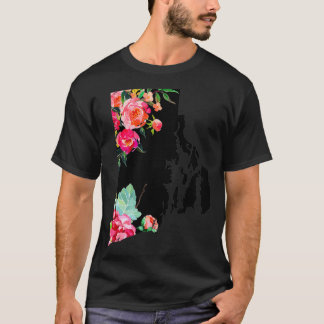 T-shirt Carte de l'État de Rhode Island Fierté Patriotique
