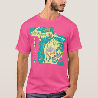 T-shirt Carte de l'état des Grands Lacs Le Michigan Vacati