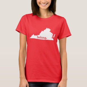 T-shirt Carte de l'état du coeur de Virginie, Belong