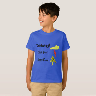T-shirt Carte de l'État du Kentucky Oiseau et Fleur