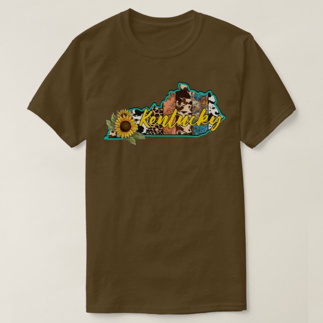 T-shirt Carte de l'État du tournesol du Kentucky (Design devant)