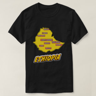 T-shirt Carte de l'Éthiopie illustrée par Pop Art