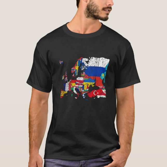 T-shirt Carte de l'Europe avec drapeaux T Chemise (Devant)