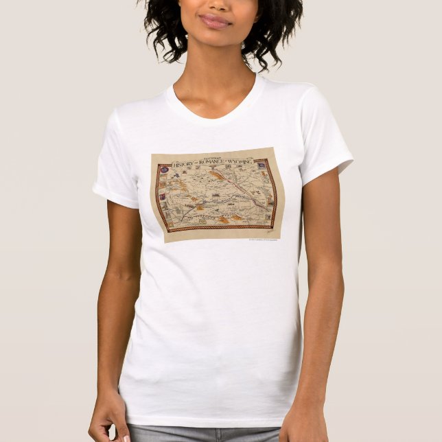 T-shirt Carte de l'histoire et Romance du Wyoming (Devant)