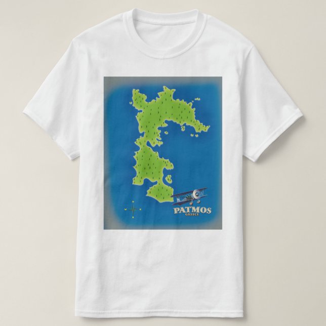 T-shirt Carte de l'île de Patmos Grèce (Design devant)
