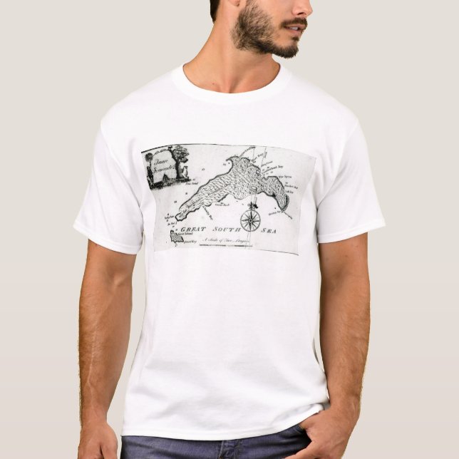 T-shirt Carte de l'île de South Pacific, 1800 (Devant)