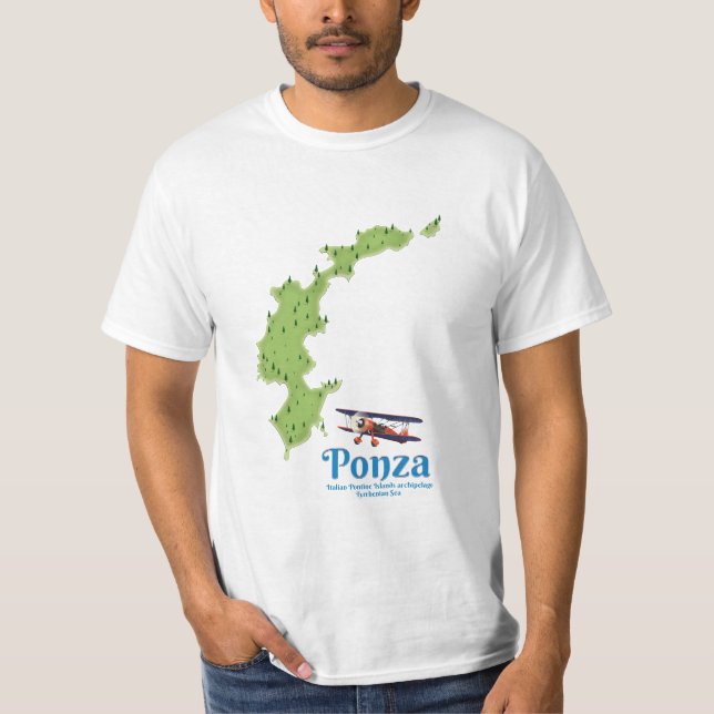 T-shirt Carte de l'île italienne de Ponza. (Devant)
