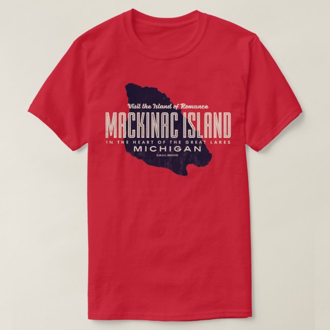T-shirt Carte de l'île Mackinac Michigan (Design devant)