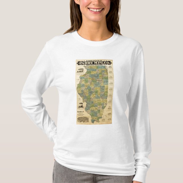 T-shirt Carte de l'Illinois 2 (Devant)