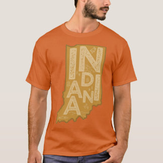 T-shirt Carte de l'Indiana Typographie Marron Surdimension