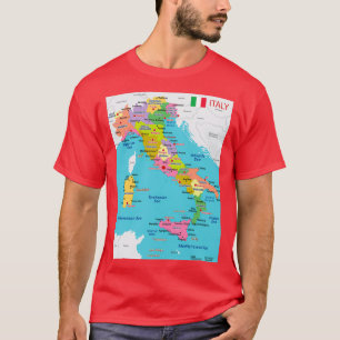 T-shirt Carte de l'Italie avec les régions et les principa