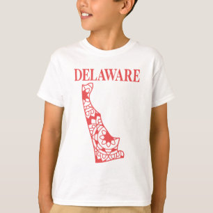T-shirt Carte de mandala d'état du Delaware, Fabriqué dans