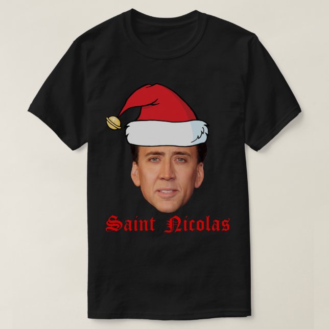 T-shirt Carte de Noël Saint Nicolas Cage (Design devant)
