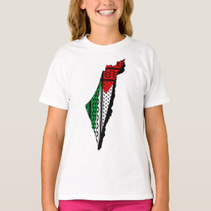 T-shirt Carte de Palestine avec drapeau et Motif Keffiyeg