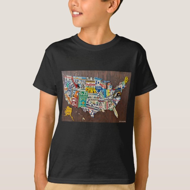 T-shirt Carte de plaque de licence (enfants) (Devant)