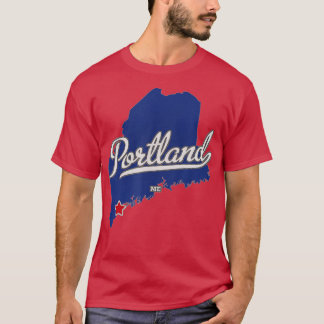 T-shirt Carte de Portland Maine ME