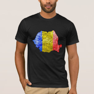 T-Shirt carte de Roumanie aux couleurs du drapeau