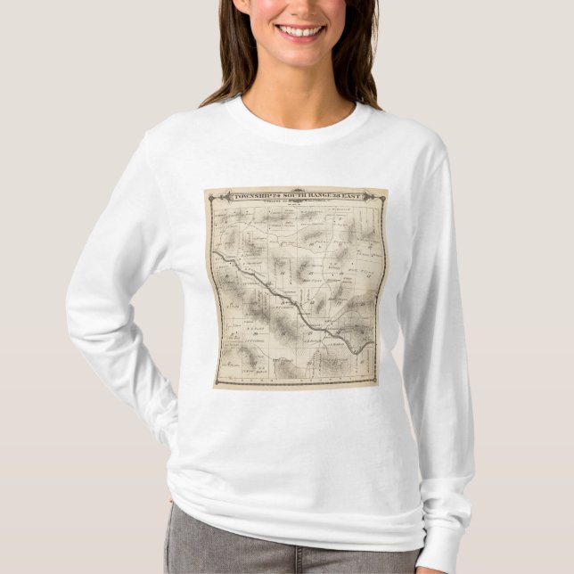 T-shirt Carte de section de T24S R28E Tulare County (Devant)