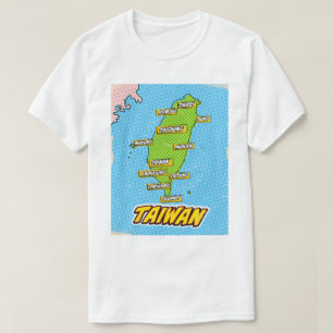 T-shirt Carte de Taïwan illustrée par Pop Art