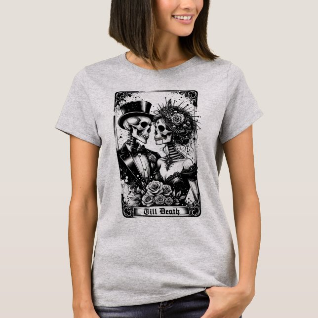 T-shirt Carte de tarot de jeunes mariés "Jusqu'à la mort"  (Devant)