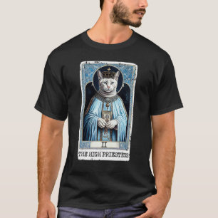 T-shirt Carte de Tarot de la Grande Prêtresse Chat Vintage