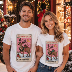 T-shirt Carte de tarot de Noël du renne Suivez Votre Joie