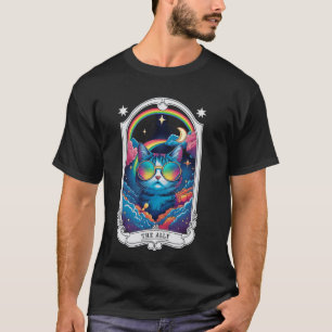 T-shirt Carte de tarot l'allié chat psychédélique gothique
