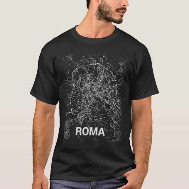 T-shirt Carte de ville de Roma (GROS CARACTÈRES) (Devant)