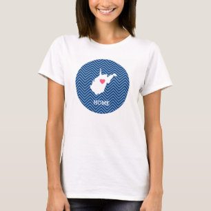 T-shirt Carte de Virginie-Occidentale Maison État Amour -