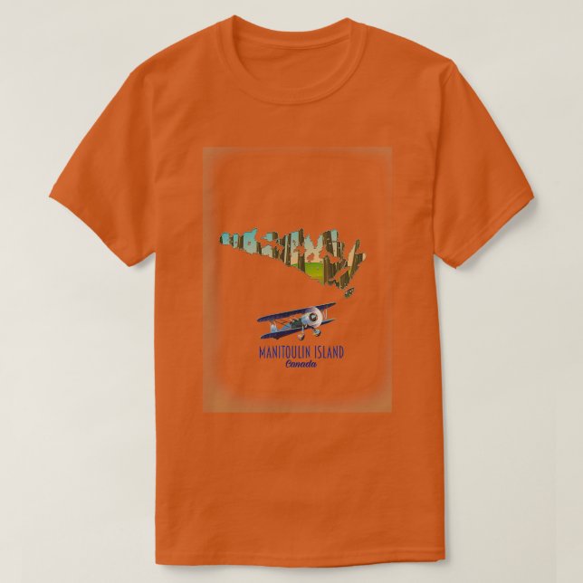 T-shirt Carte de voyage de l'île Manitoulin Canada (Design devant)