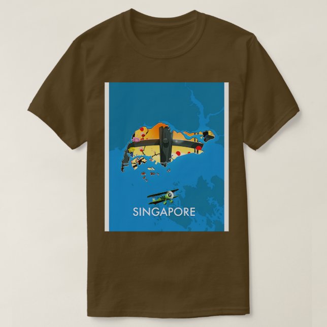 T-shirt Carte de voyage de Singapour (Design devant)