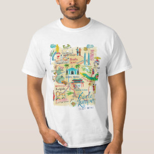 T-shirt Carte de voyage en jaune de Kuala Lumpur