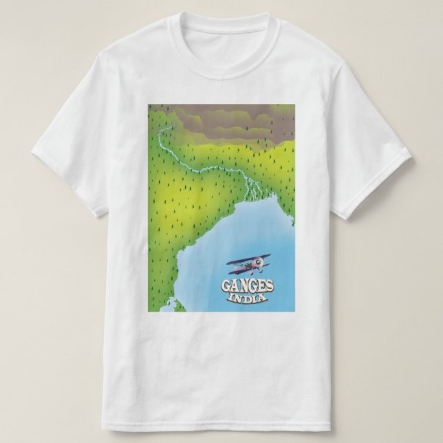 T-shirt Carte de voyage Ganges Inde (Design devant)