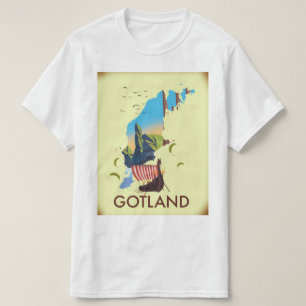 T-shirt carte de voyage Viking de la mer Baltique Gotland