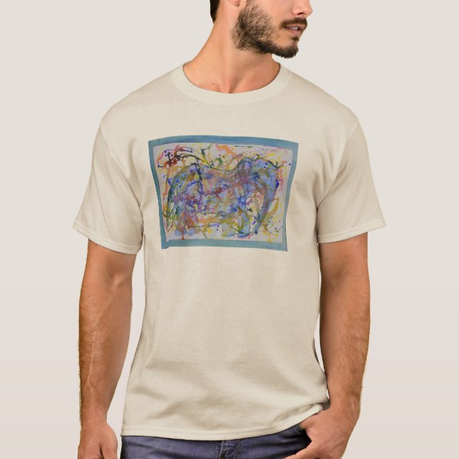 T-shirt Carte d'éléphant de gribouillis d'aquarelle (Devant)