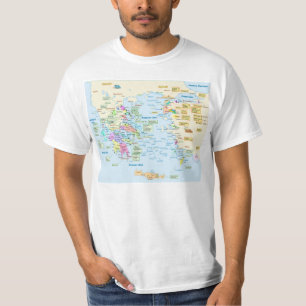 T-shirt Carte d'ère homérique Grèce avec les étiquette