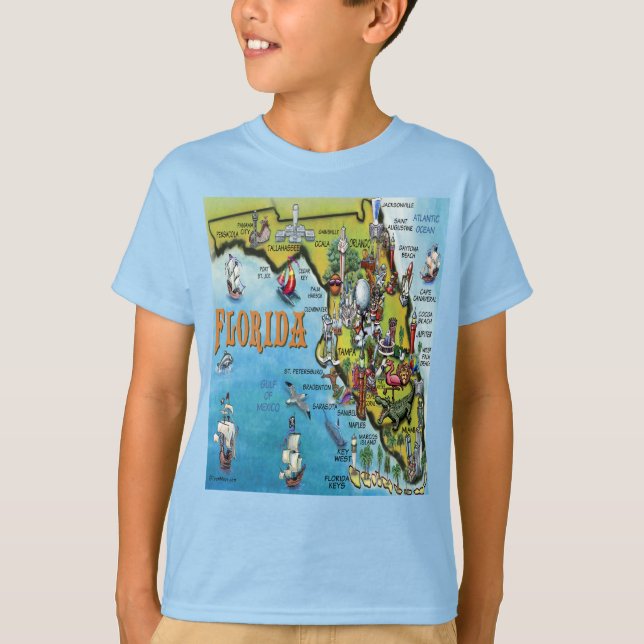 T-shirt Carte des caricatures de Floride (Devant)