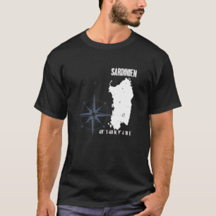 T-shirt Carte des coordonnées de l'île de Sardaigne